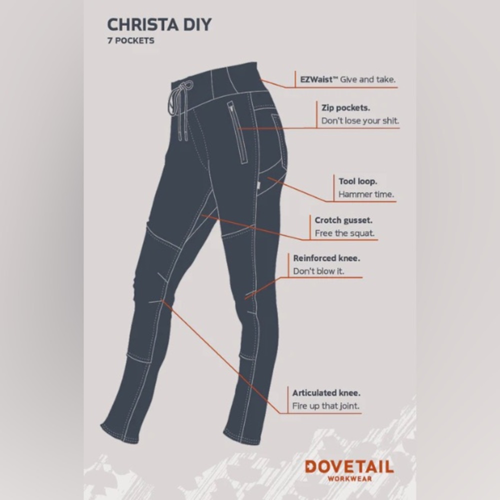 New! Dovetail Workwear, multiple size, Christa DIY, Sulfur Navy Stretch Twill - Picture 2 of 12
